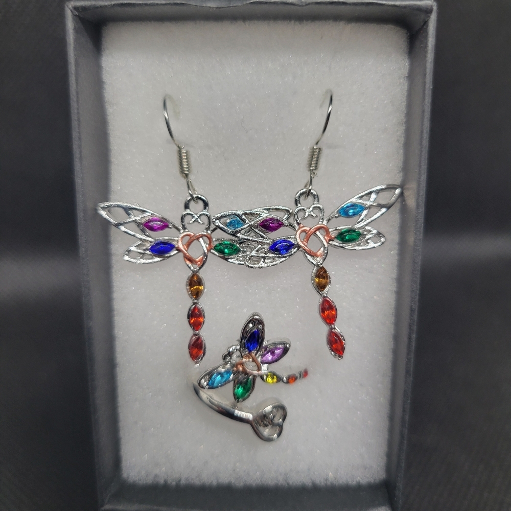 Dragonfly earrings and ring set